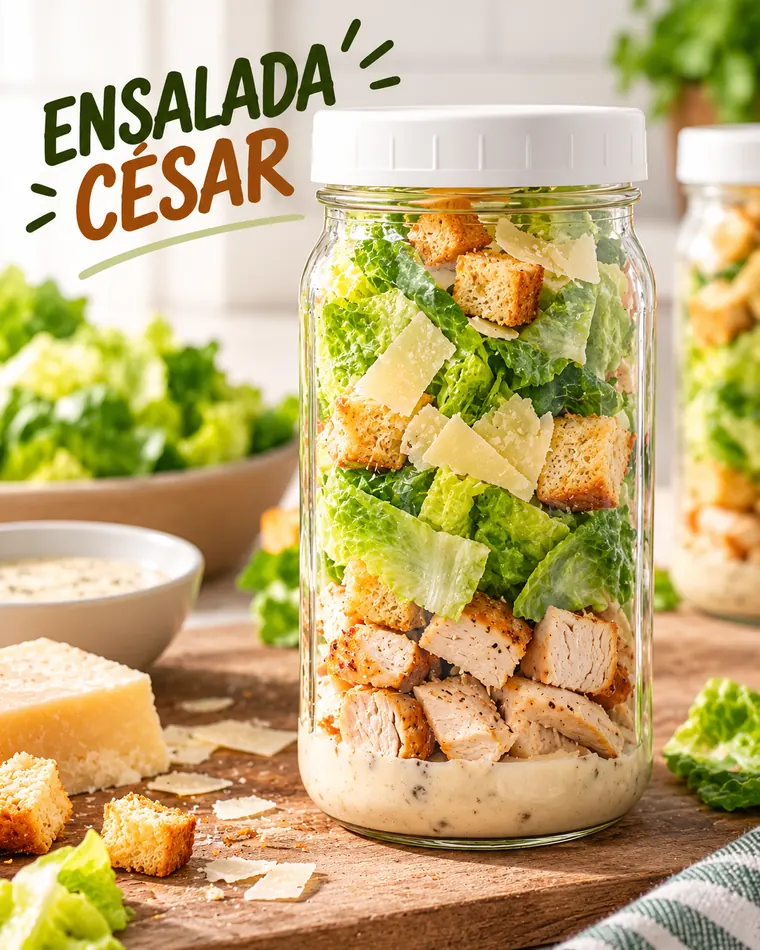 Ensalada césar en frasco