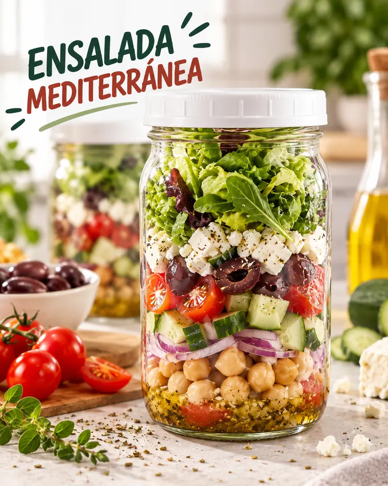 Ensalada mediterránea en frasco