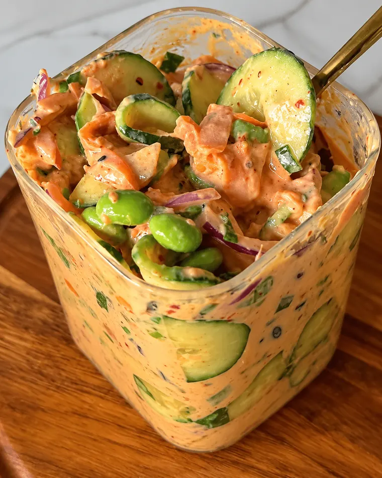 Ensalada de pepino con salsa picante