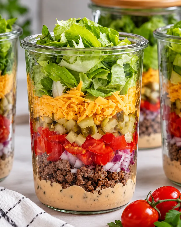 Ensalada en frasco armada por capas
