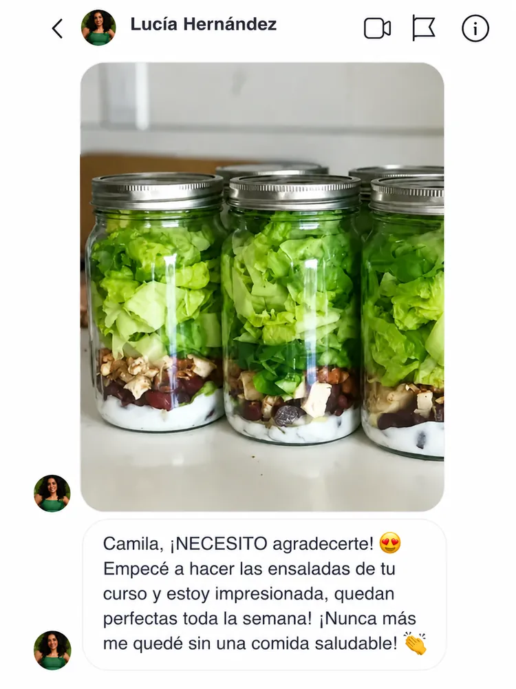 Mensaje de Lucía Hernández: las ensaladas quedan perfectas toda la semana