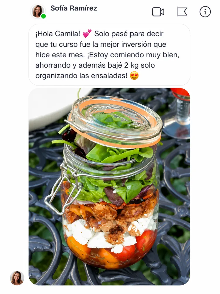 Mensaje de Sofía Ramírez: bajé 2 kg solo organizando las ensaladas
